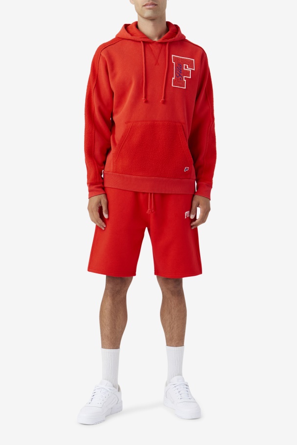 Fiery Red/Blue Fila UK Bryson Vintage Wash Hoodie