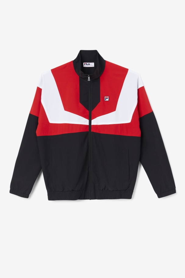 Black/Red/White Fila UK Amar Track Jacket