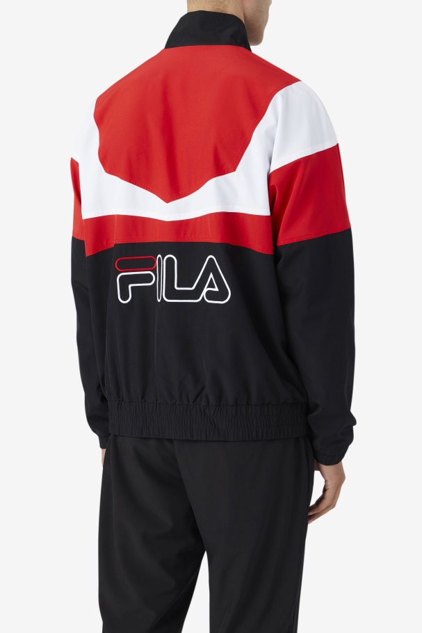 Black/Red/White Fila UK Amar Track Jacket