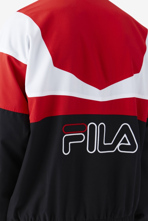 Black/Red/White Fila UK Amar Track Jacket
