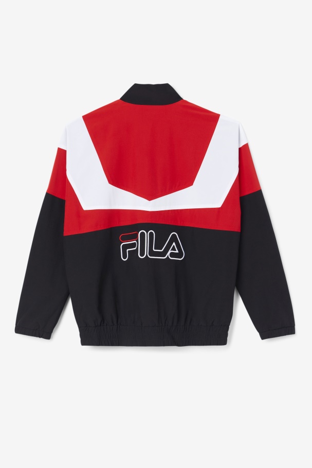 Black/Red/White Fila UK Amar Track Jacket