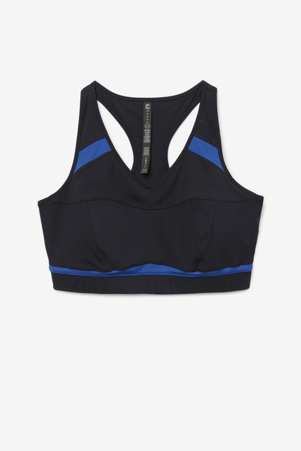 Uplift Racerback Sports Bra Fila UK Black/Navy Peony
