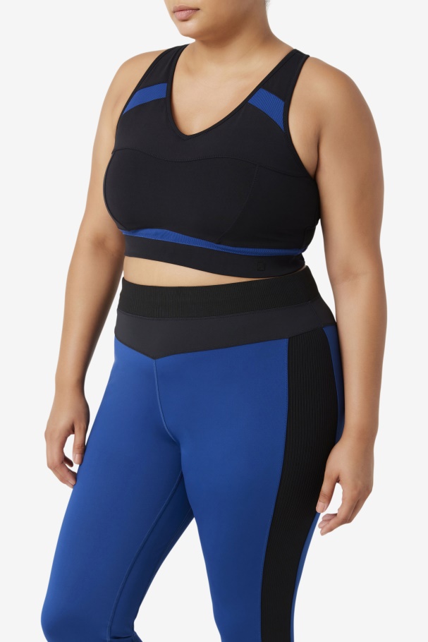 Uplift Racerback Sports Bra Fila UK Black/Navy Peony