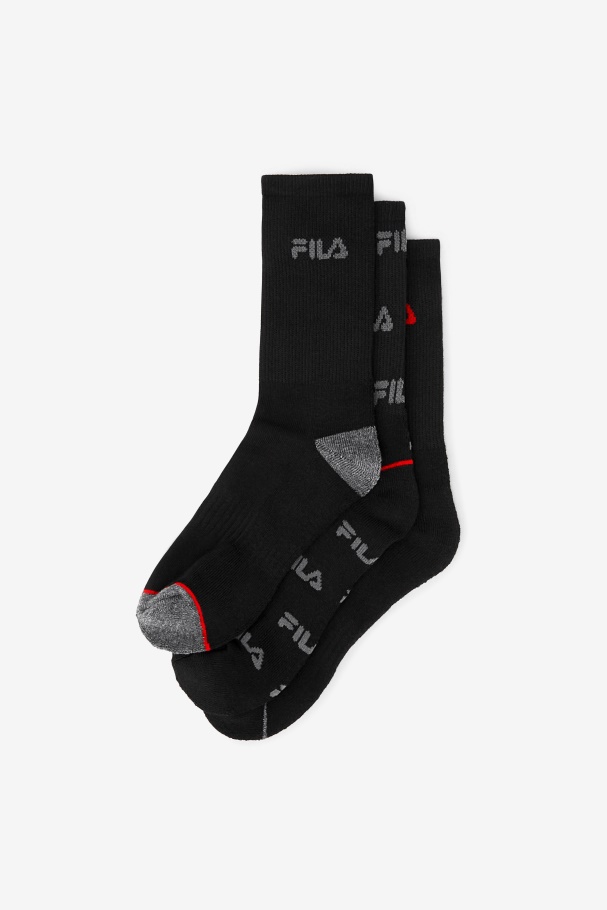 Fila UK Kids\' Crew Sock 6-Pack Black