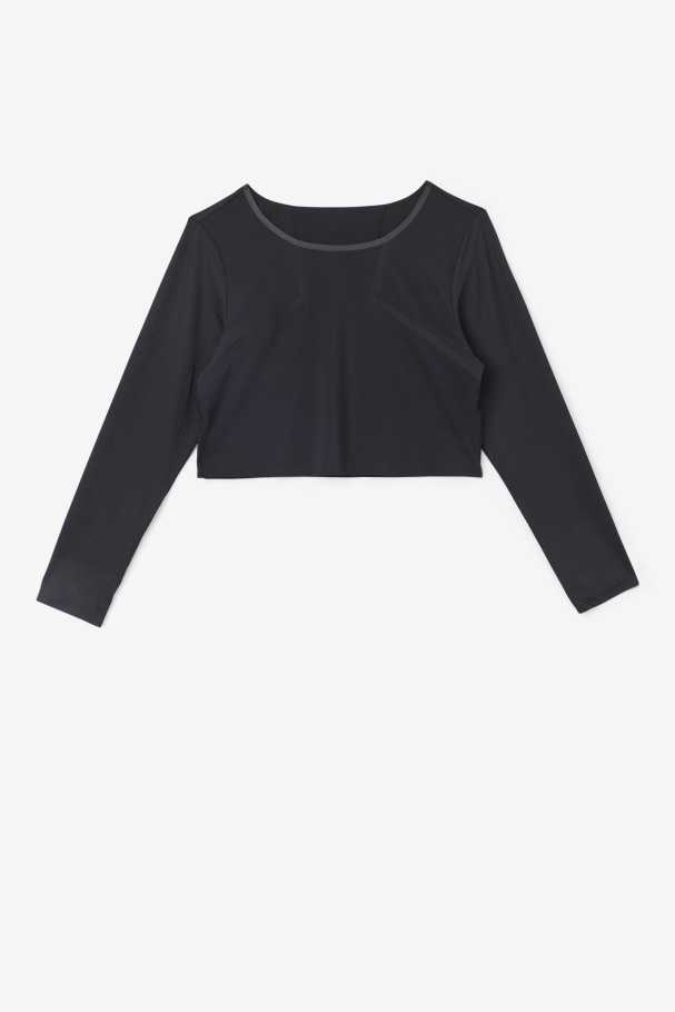 Black Uplift Long Sleeve Crop Top Fila UK