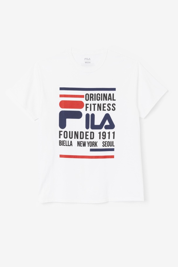 White/Navy/Red Original Fitness Tee Fila UK