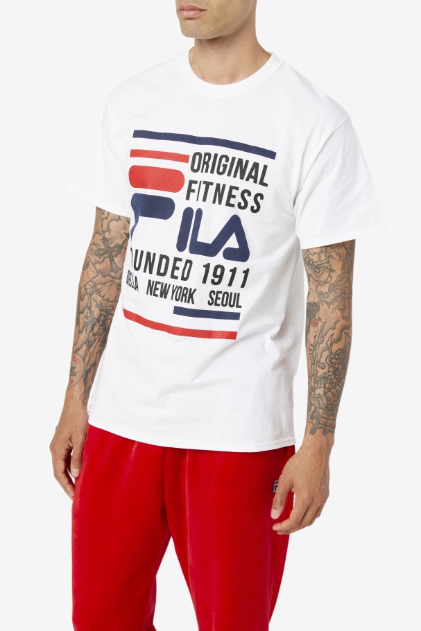 White/Navy/Red Original Fitness Tee Fila UK