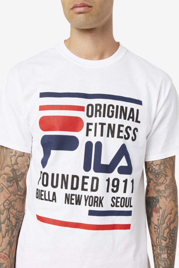 White/Navy/Red Original Fitness Tee Fila UK