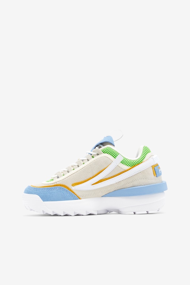 White/Dusk Blue/Jasmine Green Fila UK Women\'s Disruptor 2 EXP
