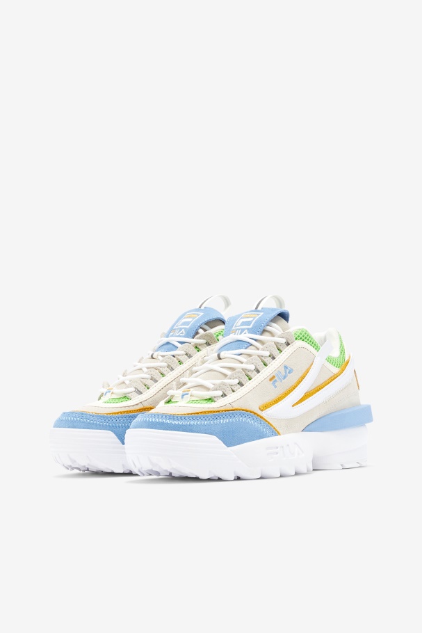 White/Dusk Blue/Jasmine Green Fila UK Women\'s Disruptor 2 EXP