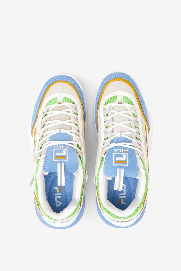 White/Dusk Blue/Jasmine Green Fila UK Women\'s Disruptor 2 EXP