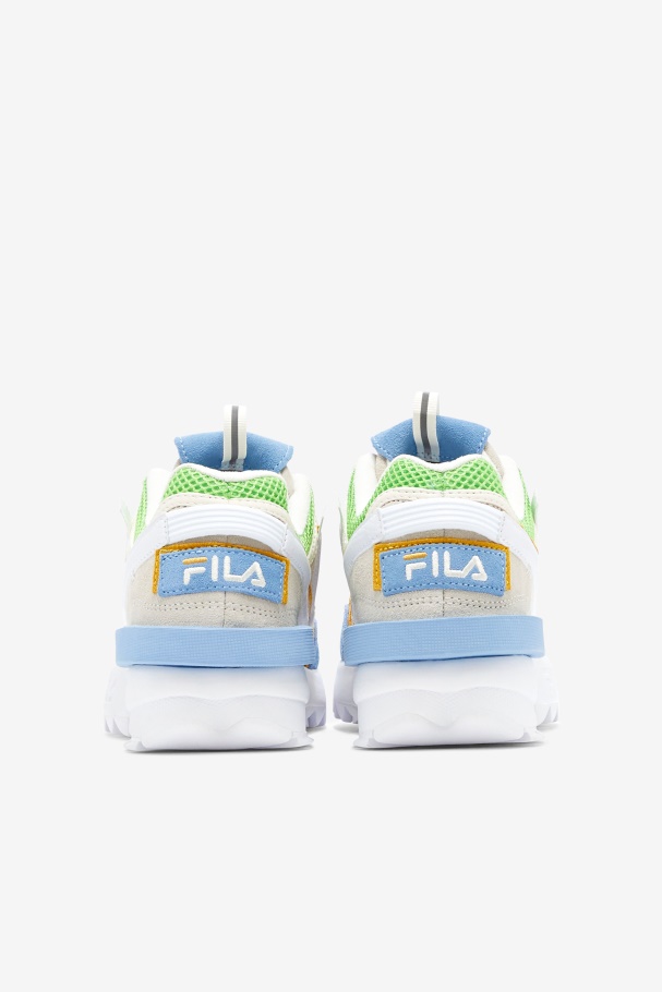 White/Dusk Blue/Jasmine Green Fila UK Women\'s Disruptor 2 EXP