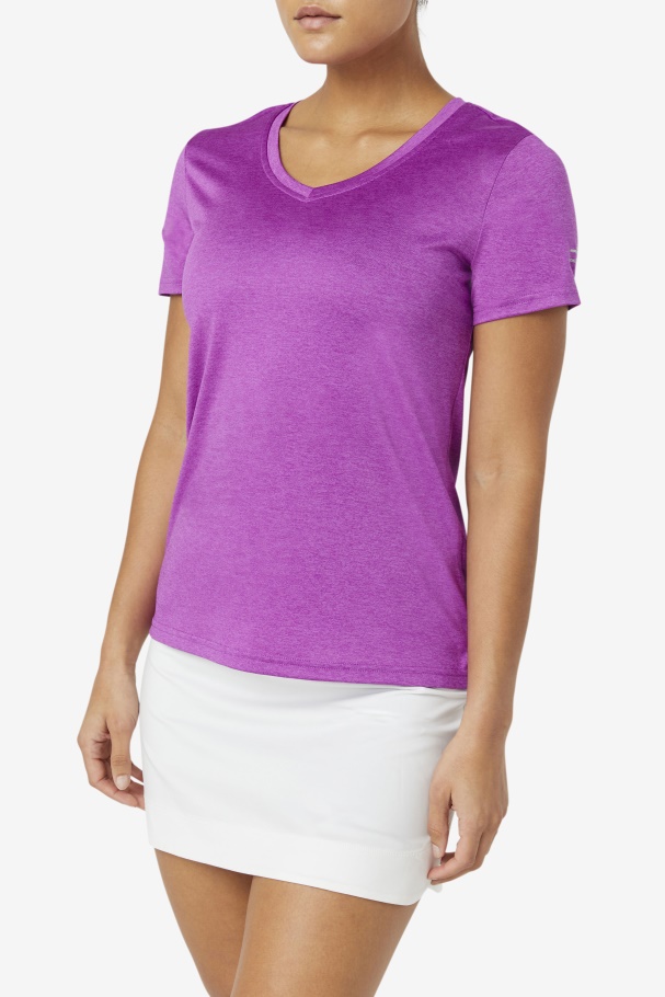 Pickleball Silky V-Neck Fila UK Purple Cactus Heather