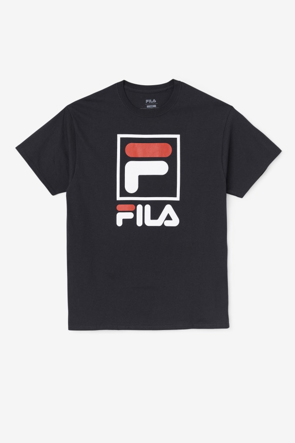 Fila UK Black/White/Red stacked tee shirt