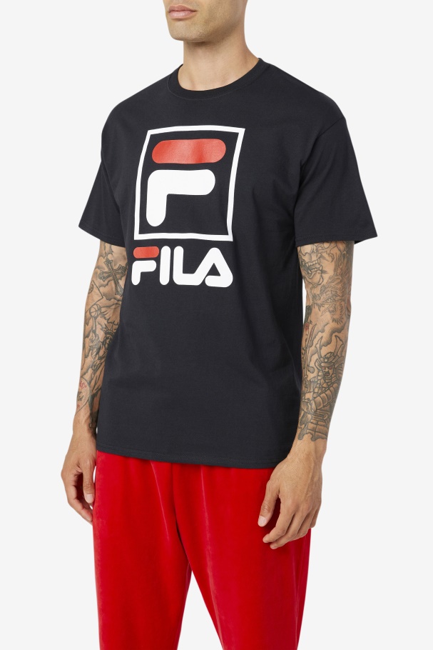 Fila UK Black/White/Red stacked tee shirt