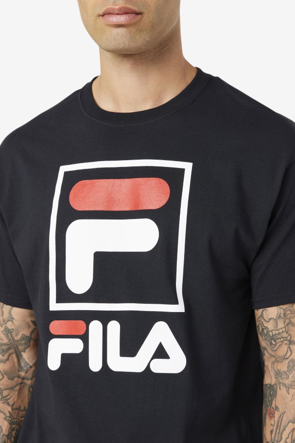 Fila UK Black/White/Red stacked tee shirt