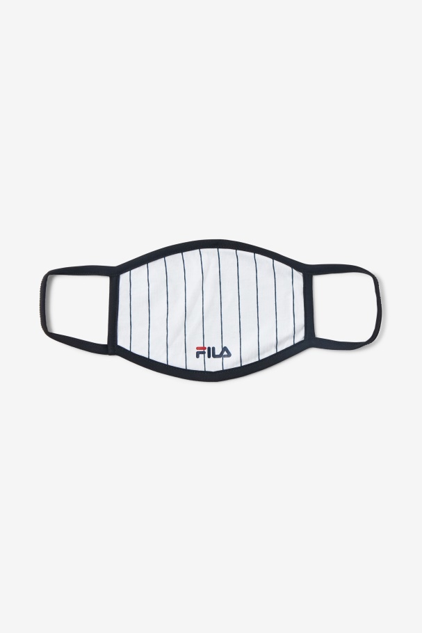 White Pin Stripe Face Mask White Fila UK