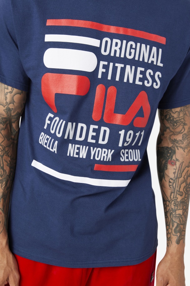 Original Fitness Tee Navy/Red/White Fila UK