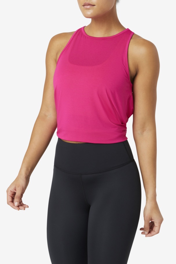 Bright Pink Fi-Lux Open Back Tank Top Fila UK