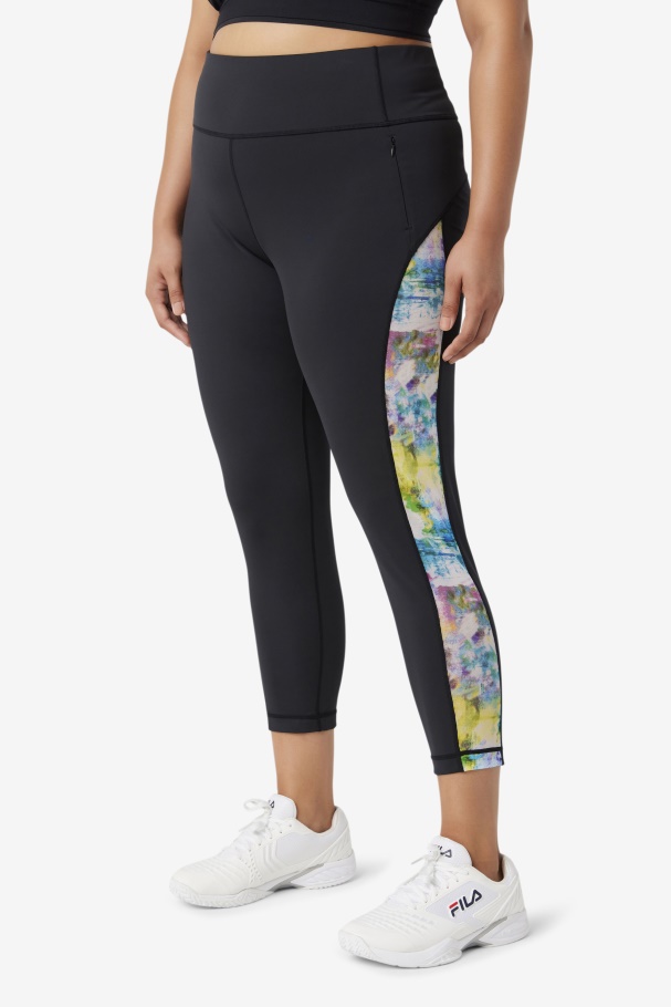 Forza Contrast 7/8 Leggings Black/Tie Dye Fila UK
