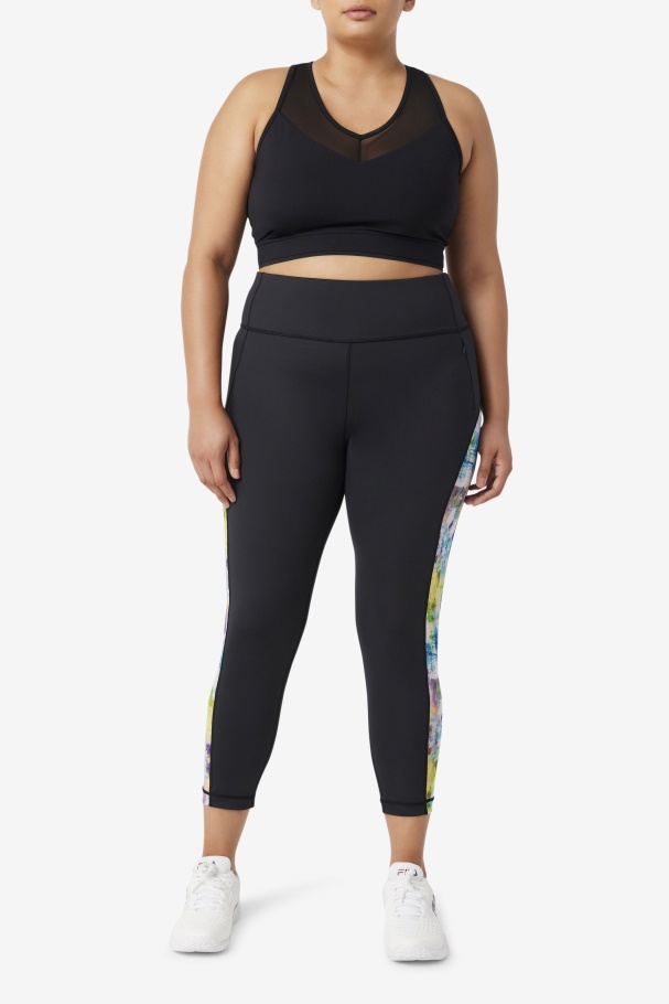 Forza Contrast 7/8 Leggings Black/Tie Dye Fila UK