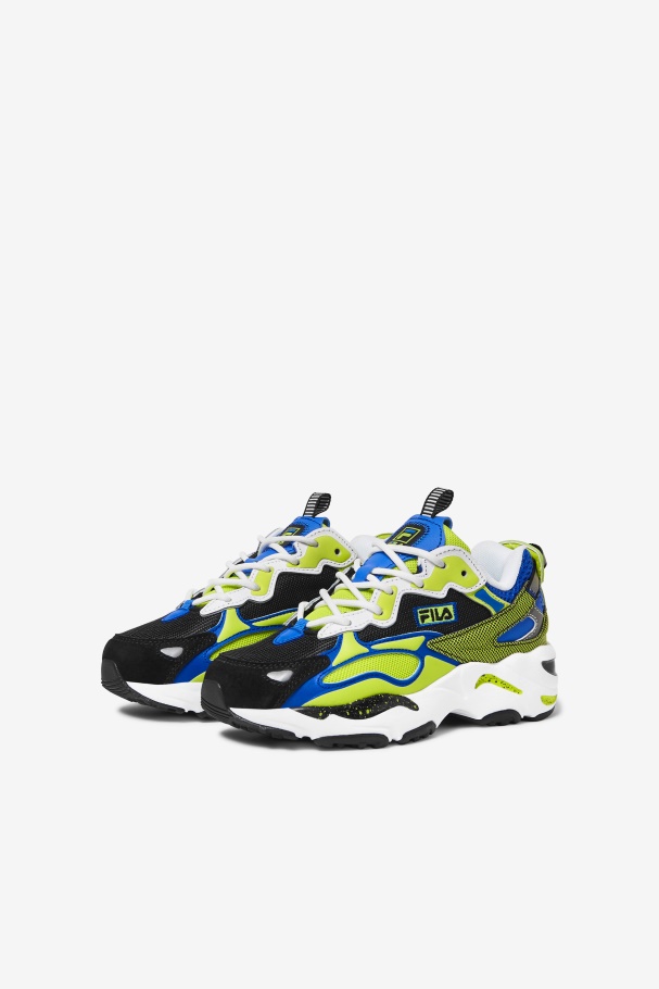 Fila UK Big Kids\' Ray Tracer Apex White/Black/Lime Punch