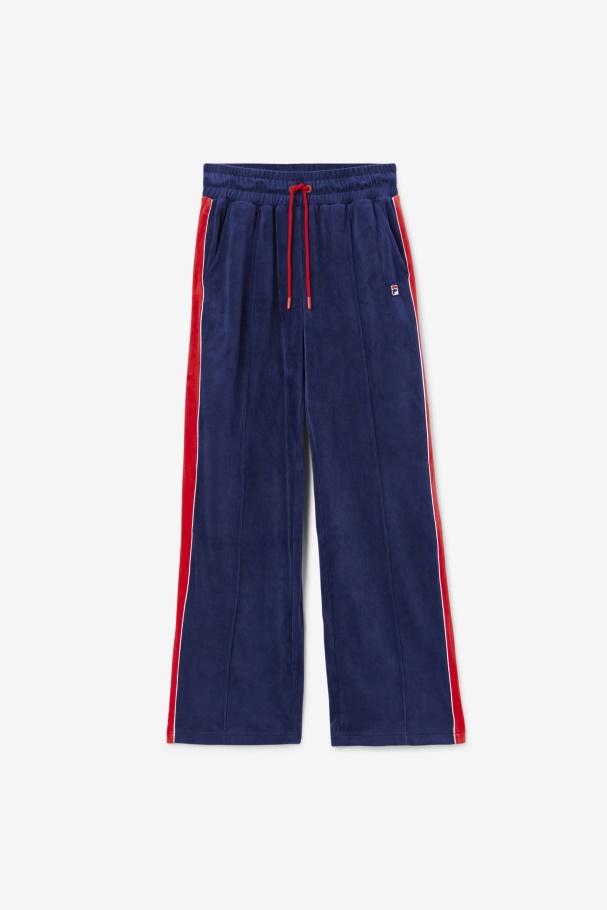 Navy/White/Red Fila UK Valery Velour Pant