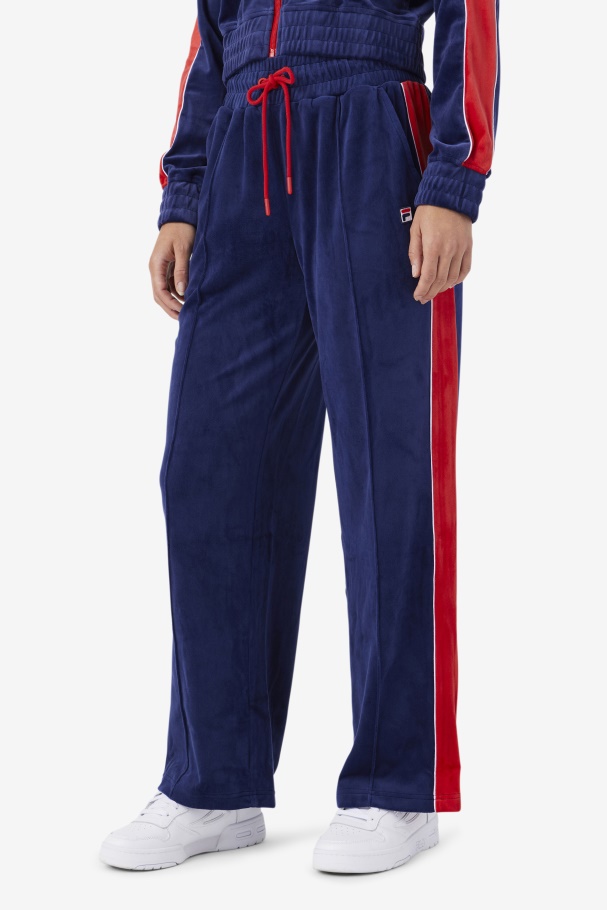 Navy/White/Red Fila UK Valery Velour Pant
