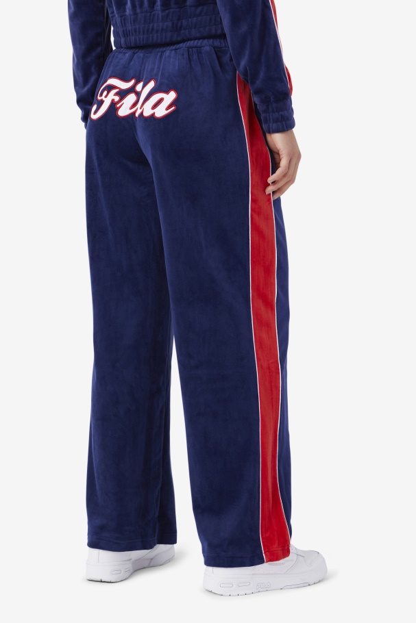 Navy/White/Red Fila UK Valery Velour Pant