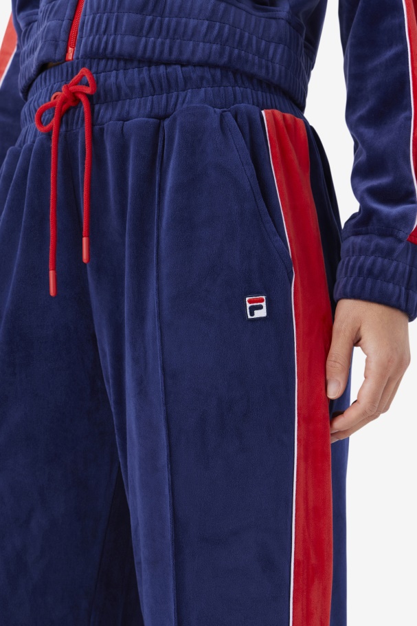 Navy/White/Red Fila UK Valery Velour Pant