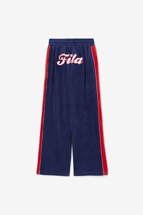 Navy/White/Red Fila UK Valery Velour Pant