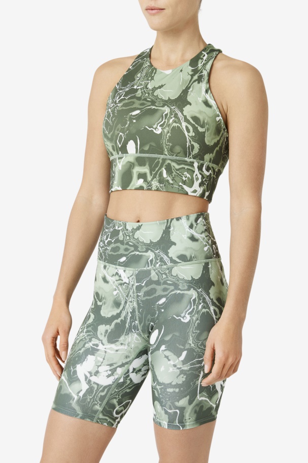 Uplift High Neck Sports Bra Fila UK Basil Marble