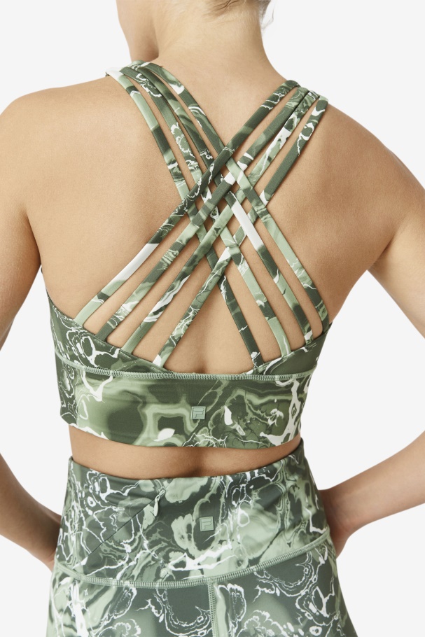 Uplift High Neck Sports Bra Fila UK Basil Marble
