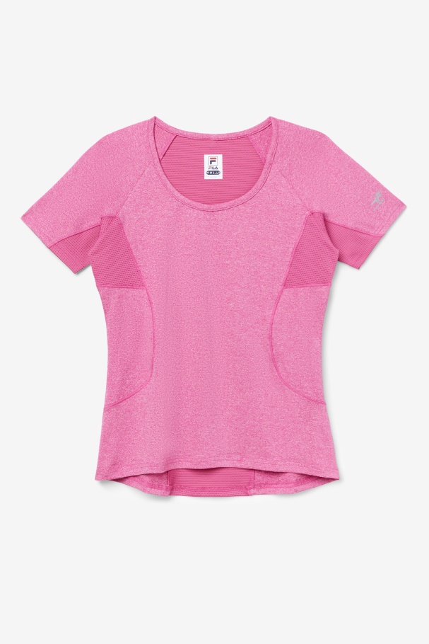 Fila UK Pink Glow Heather Pickleball Short Sleeve Top
