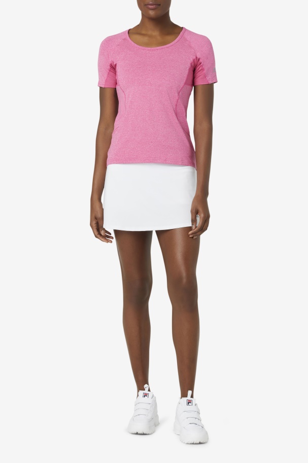 Fila UK Pink Glow Heather Pickleball Short Sleeve Top