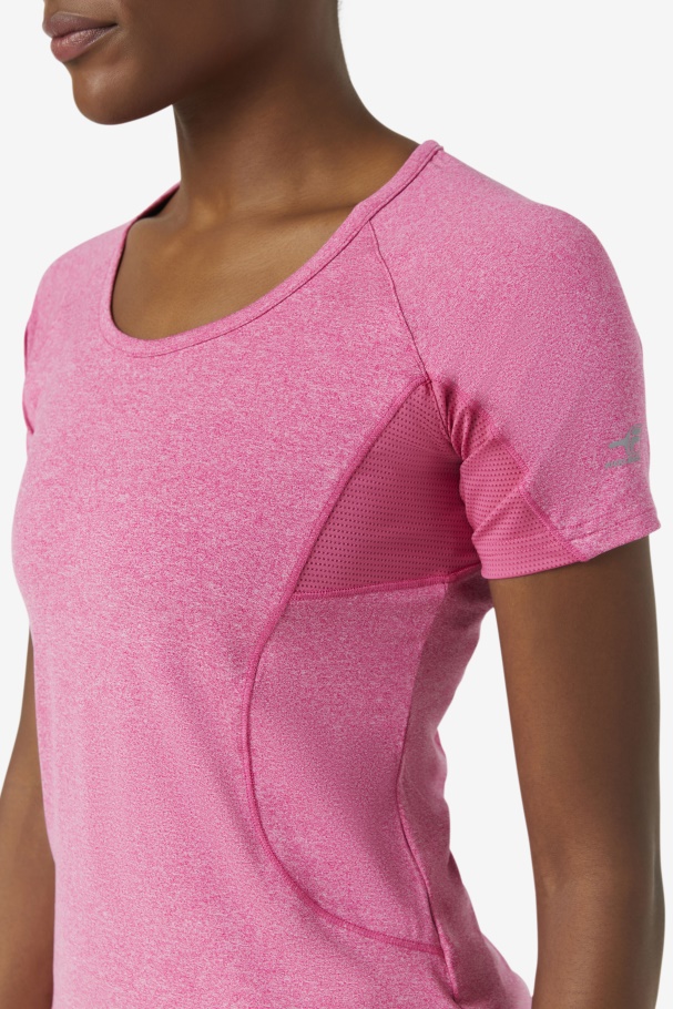 Fila UK Pink Glow Heather Pickleball Short Sleeve Top