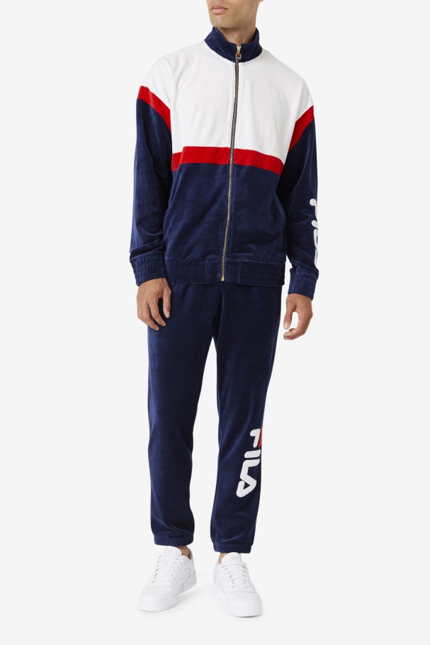 Mansur Velour Pant Navy/White/Red Fila UK