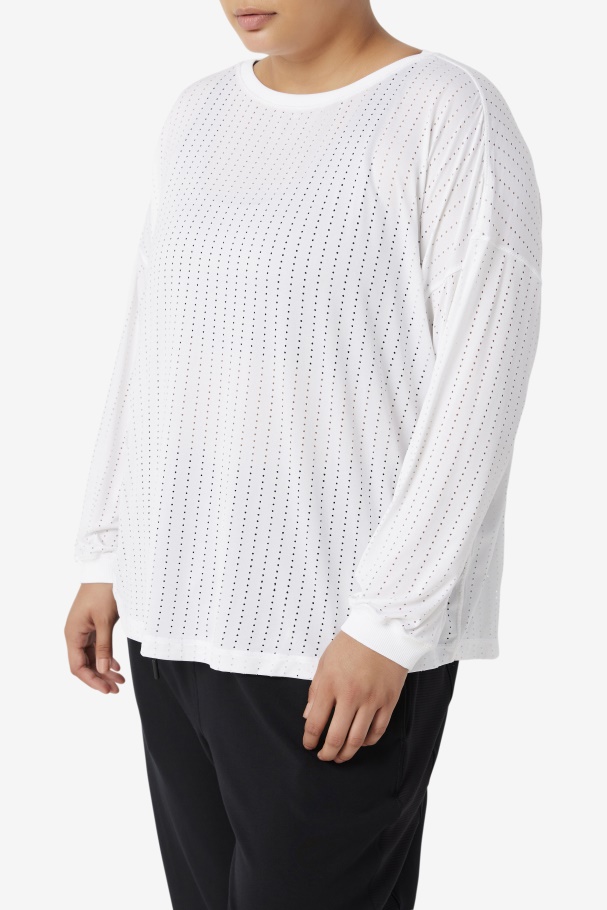 Fila UK White Fi-Lux Mesh Long Sleeve Top