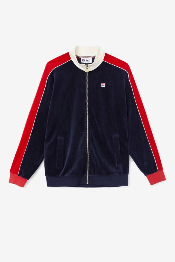 Peacoat/Gardenia/Red Fila UK Cima Velour Jacket