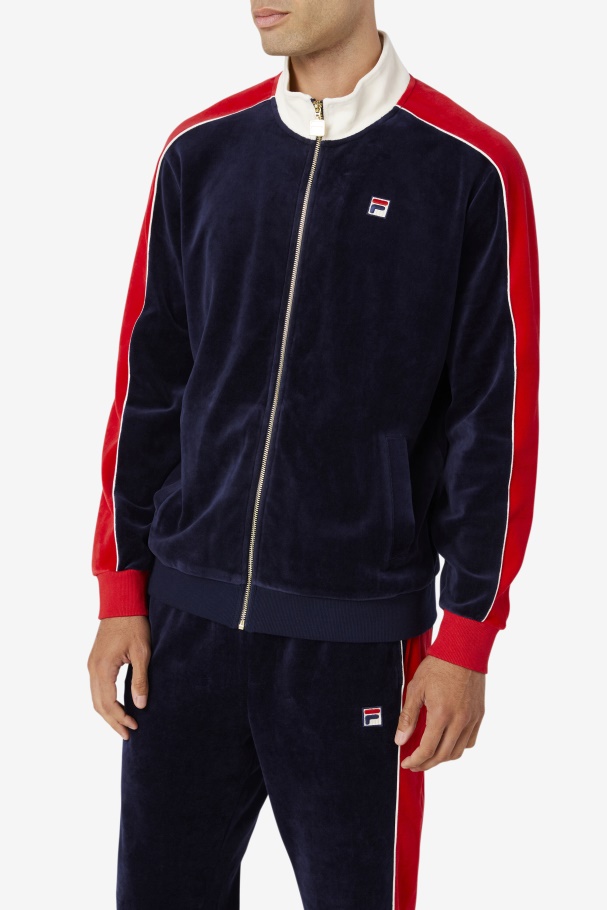 Peacoat/Gardenia/Red Fila UK Cima Velour Jacket