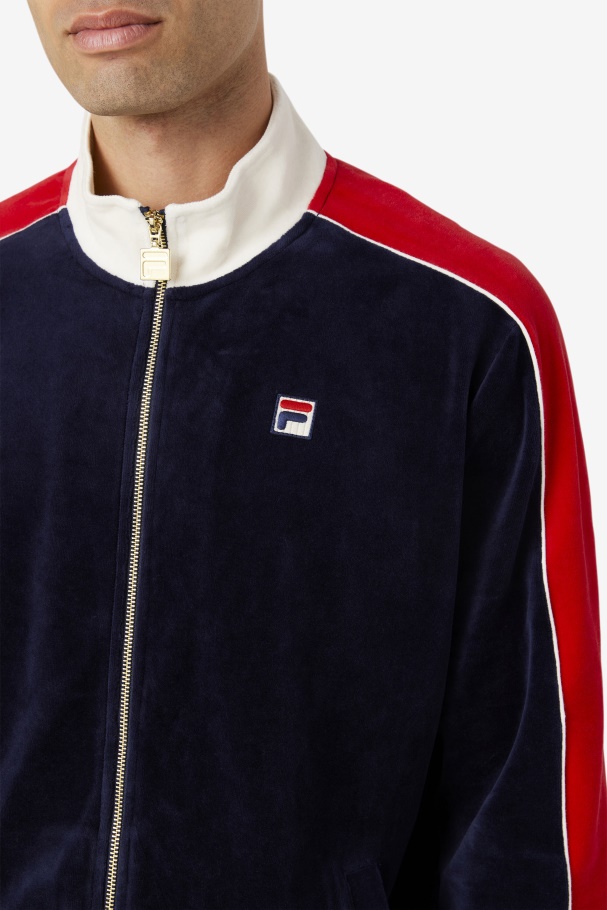 Peacoat/Gardenia/Red Fila UK Cima Velour Jacket