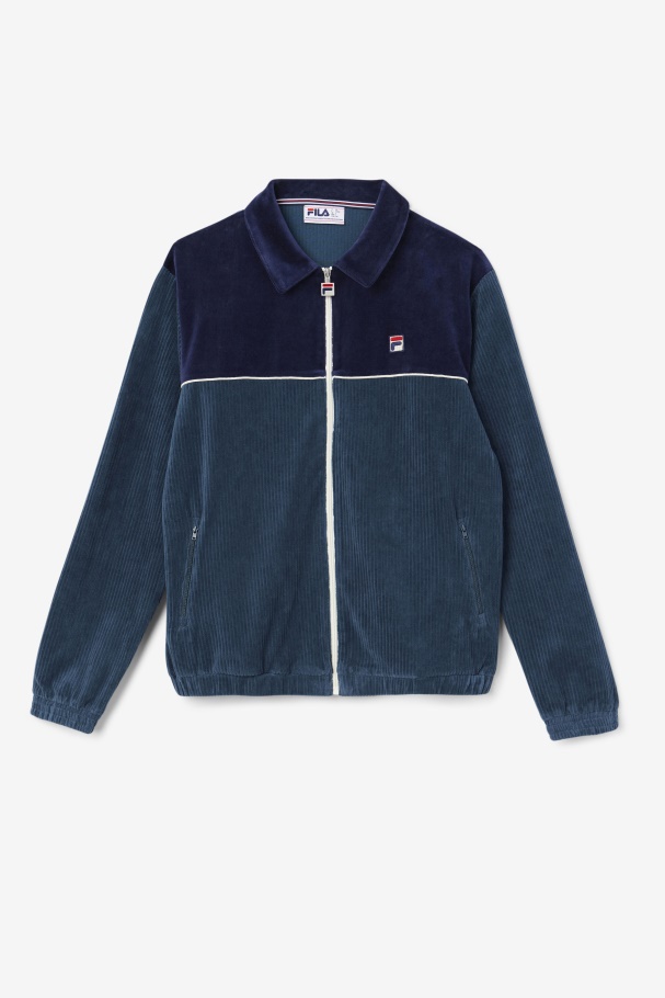 Teal/Navy/Egret Gerard Velour Jacket Fila UK