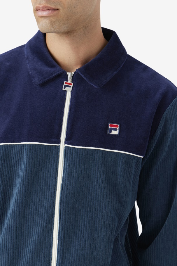 Teal/Navy/Egret Gerard Velour Jacket Fila UK