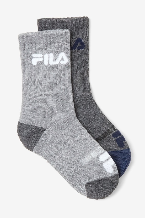 Fila UK Grey Multi Kids' Cushioned Crew Sock 6-Pack