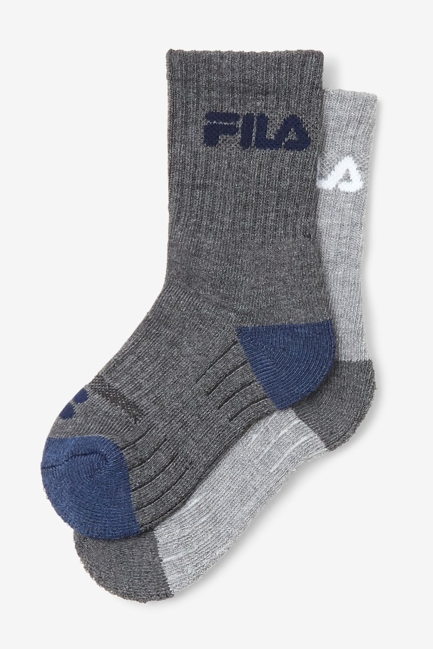 Fila UK Grey Multi Kids\' Cushioned Crew Sock 6-Pack