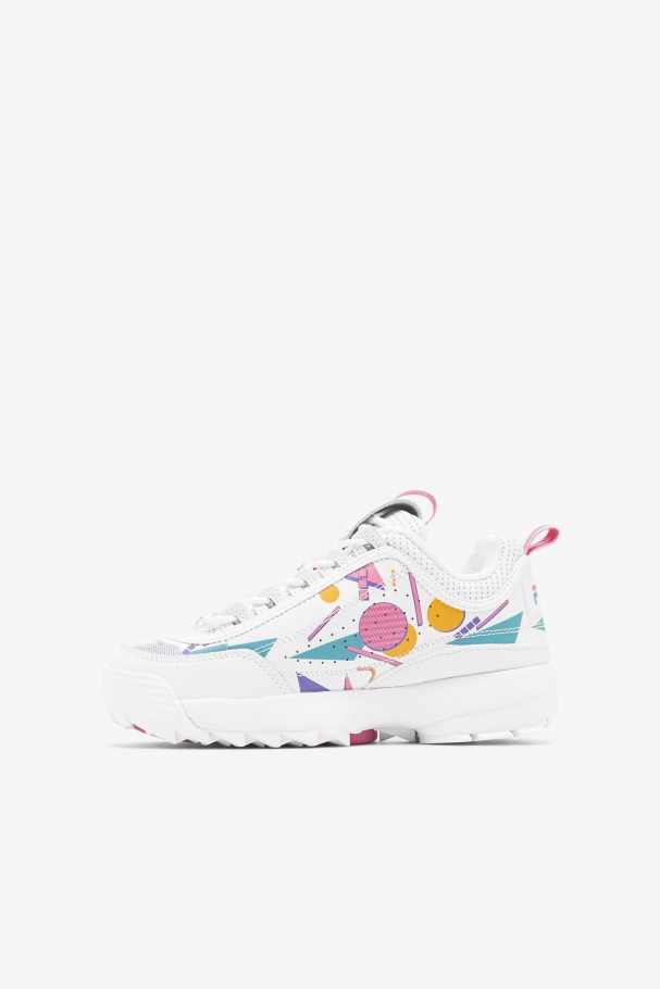 Little Kids\' Disruptor 2 Premium Fila UK White/Bubblegum/Blue
