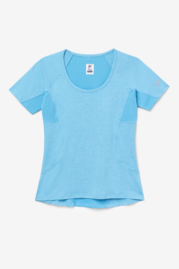 Pickleball Short Sleeve Top Fila UK Turquoise Heather