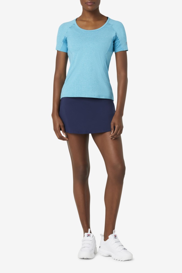 Pickleball Short Sleeve Top Fila UK Turquoise Heather
