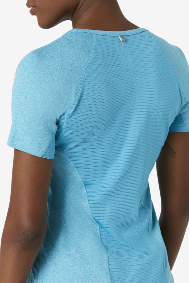 Pickleball Short Sleeve Top Fila UK Turquoise Heather