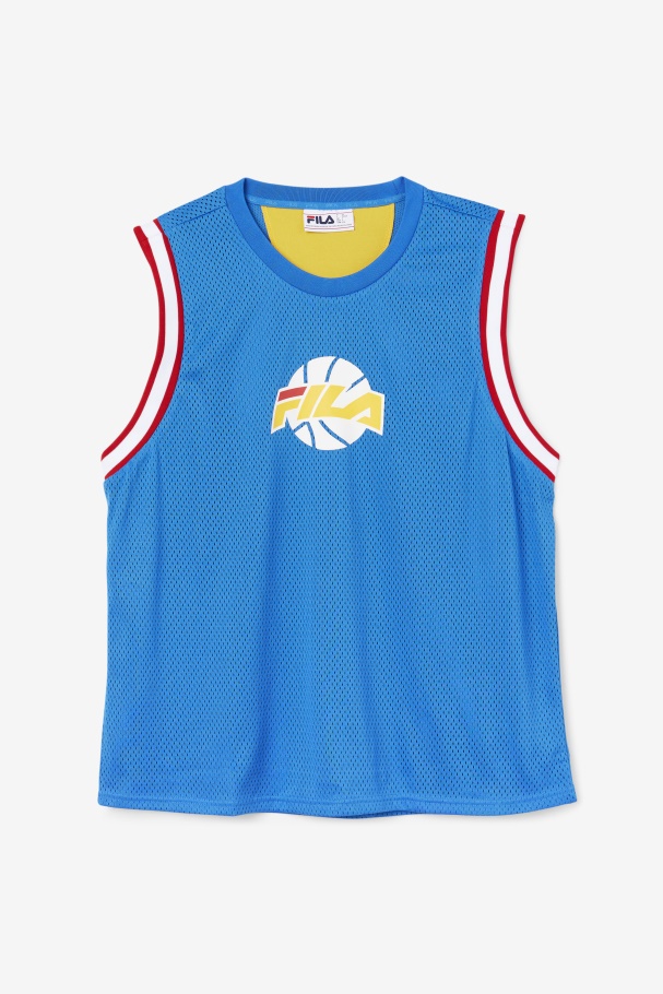 Fila UK Blue/White/Red/Gold Ovi Basketball Jersey